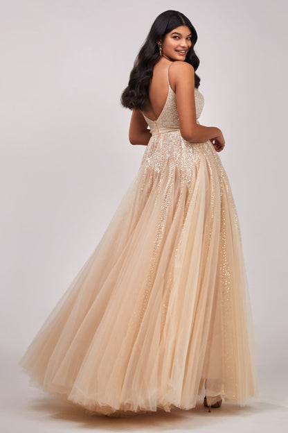 LILY FITTED MAXI TULLE DRESS