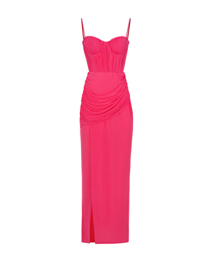 FULL PINK BUSTIER MAXI DRESS