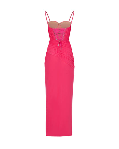 FULL PINK BUSTIER MAXI DRESS