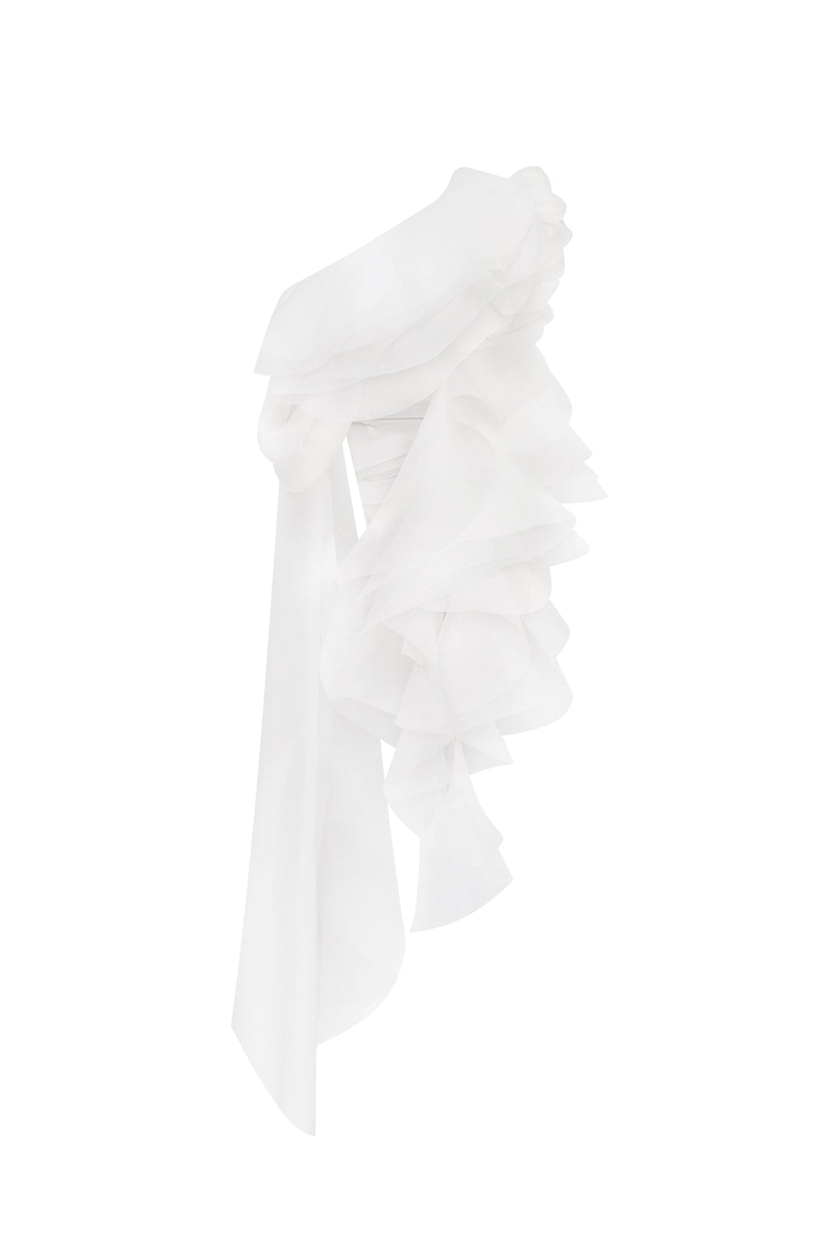 DREAMY BLOUSE WITH MERINGUE FLOUNCES IN WHITE, MIDNIGHT WALK