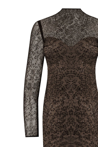 CRYSTAL-EMBELLISHED STRIKING MAXI DRESS