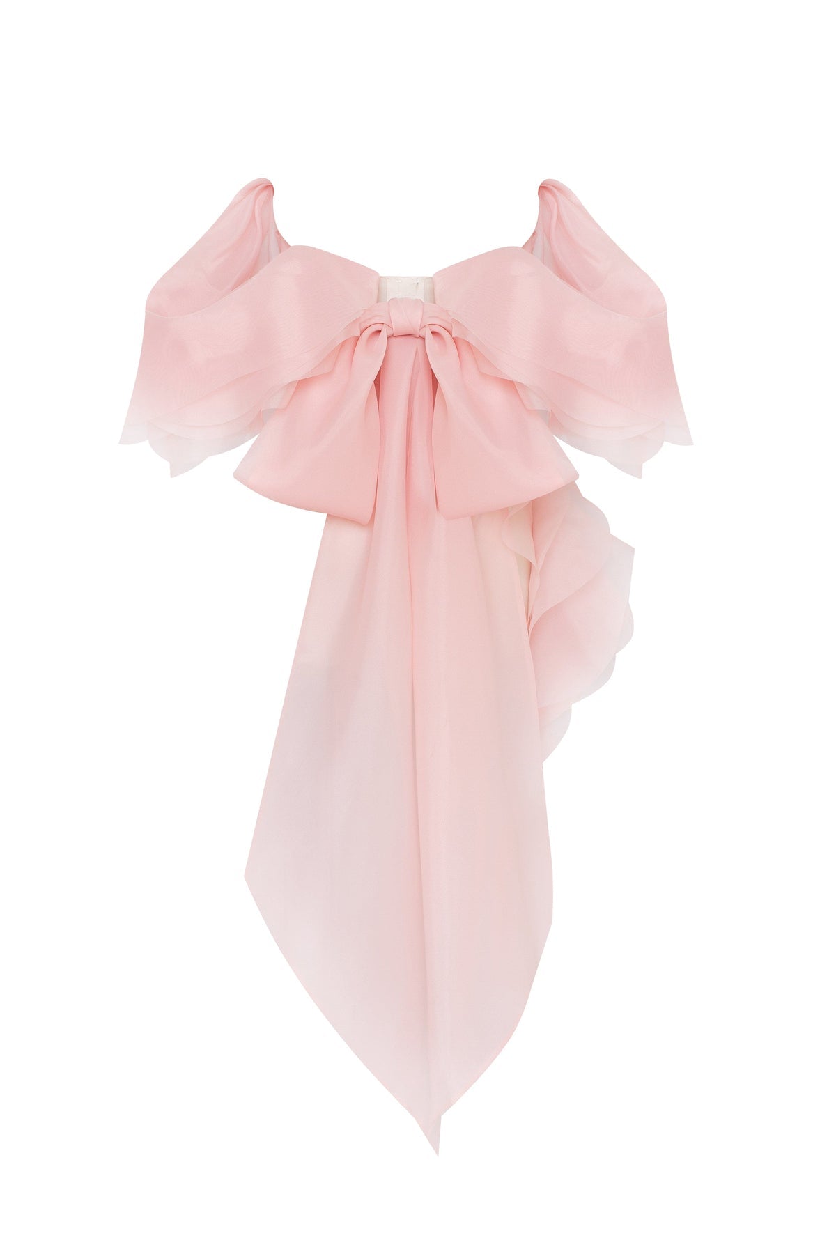 DREAMY OFF-SHOULDER BLOUSE WITH MERINGUE FLOUNCES IN MISTY ROSE, MIDNIGHT WALK