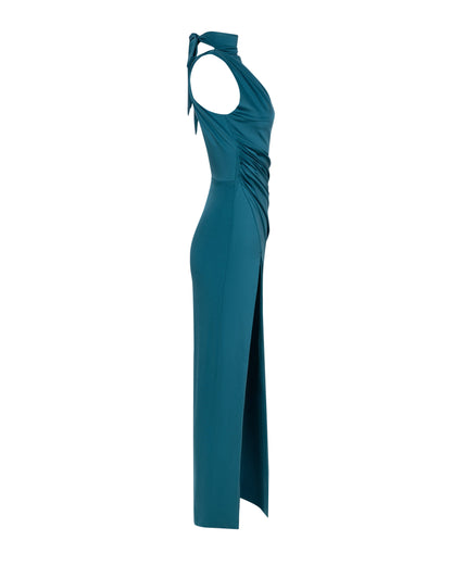 AQUAMARINE MOCK NECK SLEEVELESS MAXI