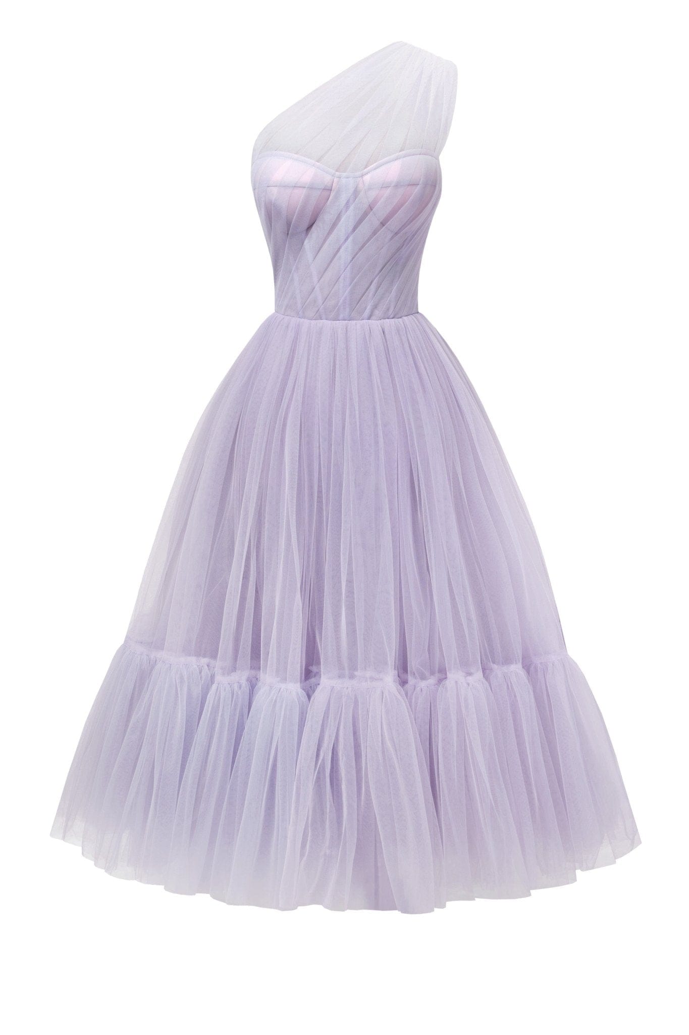 LAVENDER ONE SHOULDER COCKTAIL TULLE DRESS