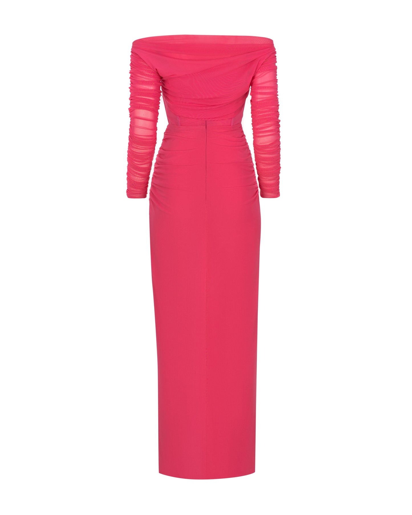 STRIKING PINK OFF SHOULDER MAXI DRESS