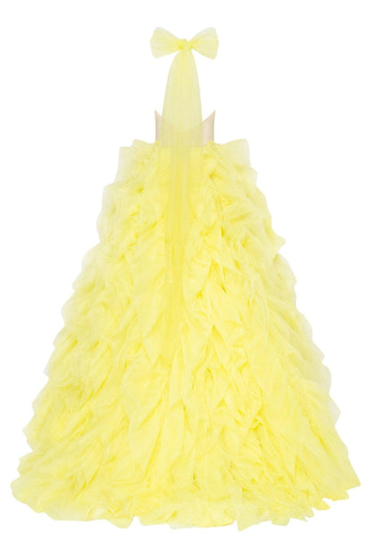 TURTLENECK FESTIVE YELLOW EVENING GOWN