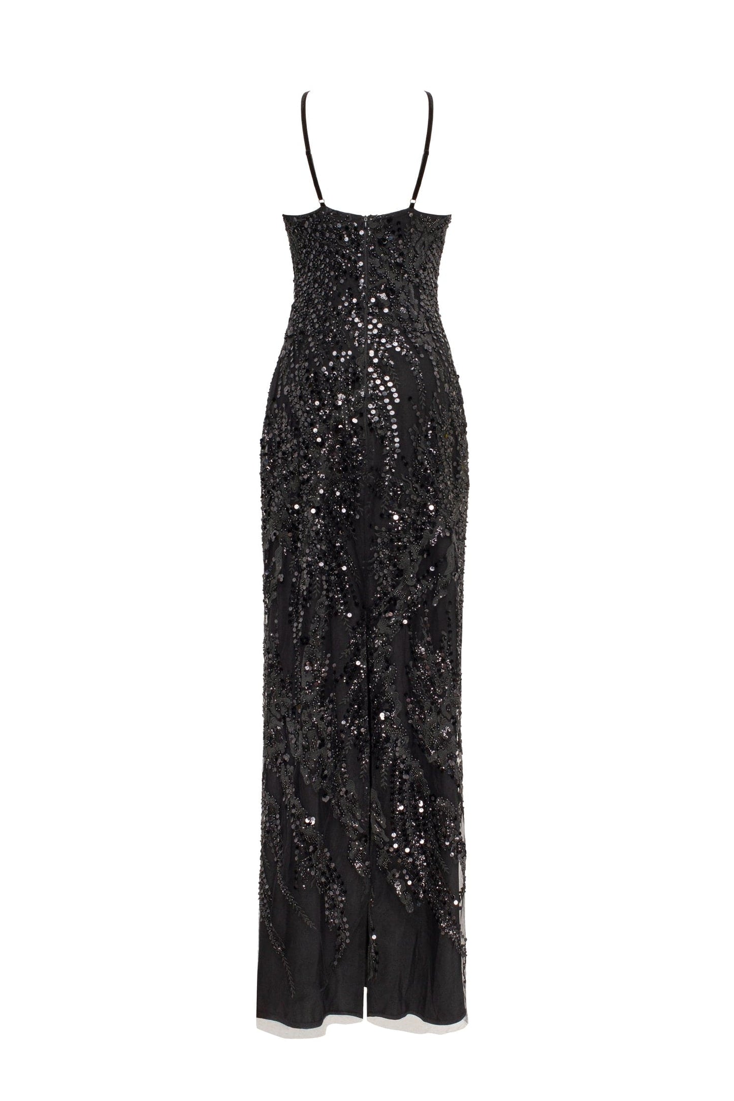 CUT OUT HALTERNECK BLACK MAXI SEQUINS