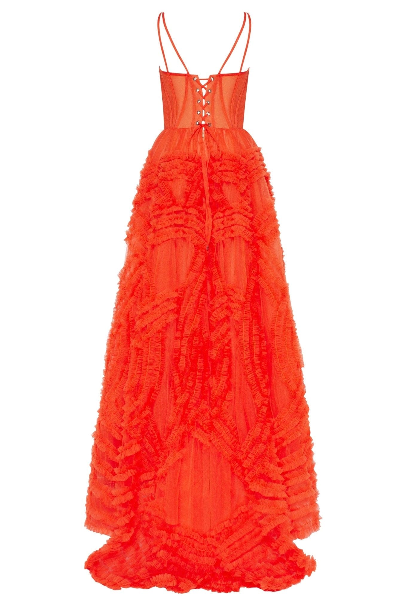 TANGERINE TULLE ORNAMENT MAXI DRESS