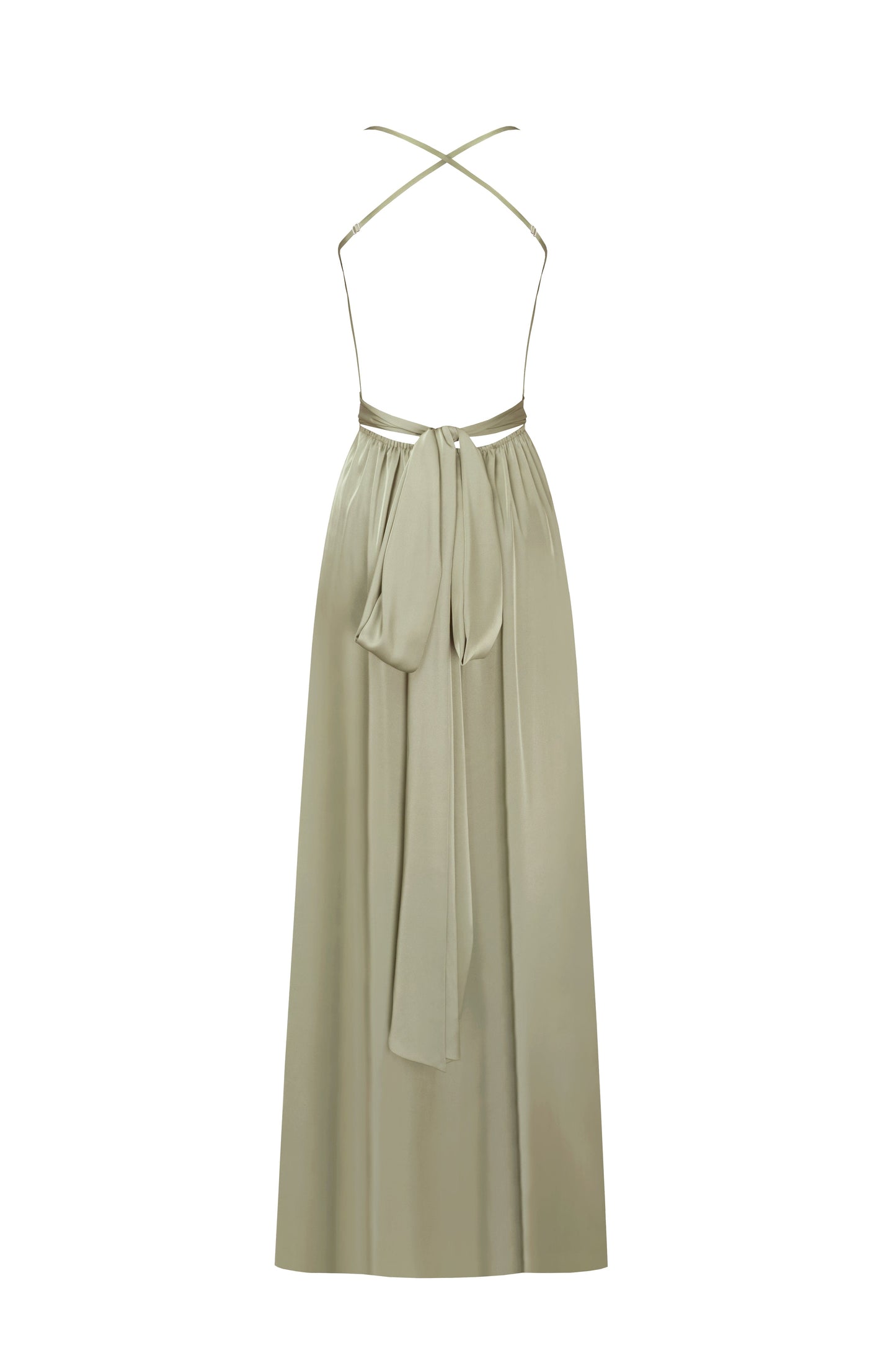 BOUDOIR OLIVE SILK SLIP MAXI DRESS