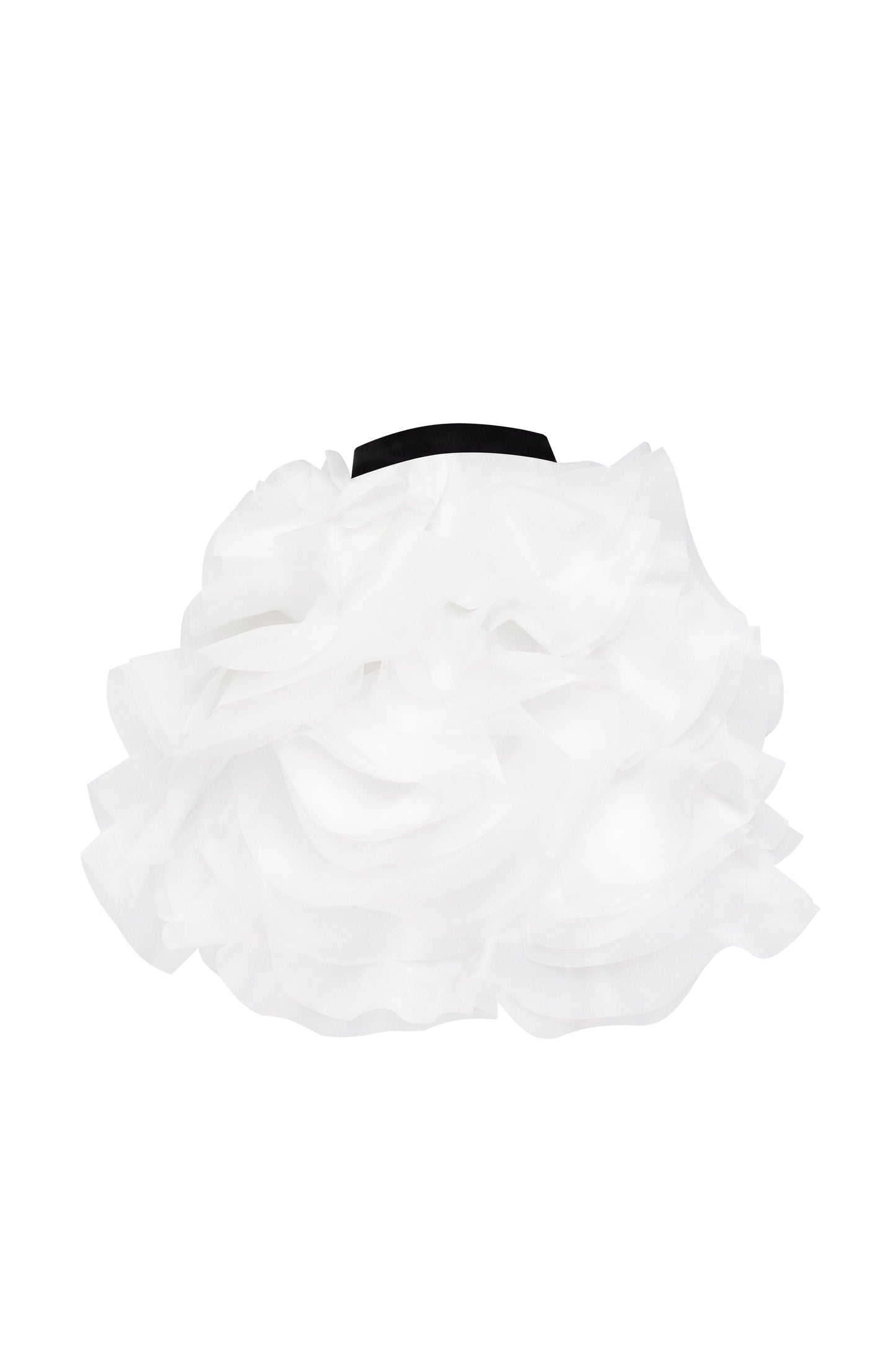 SMART HEART-SHAPED BLACK CORSET MINI SKIRT WITH WHITE FLOWER APPLIQUES