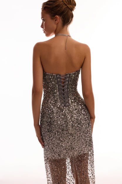 ENTRANCE WORTHY SEQUINED MAXI DRESS