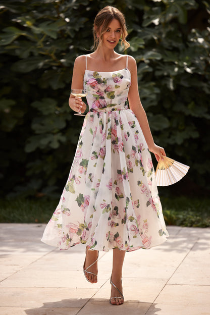 APPLE BLOSSOM SPAGHETTI STRAP MIDI DRESS