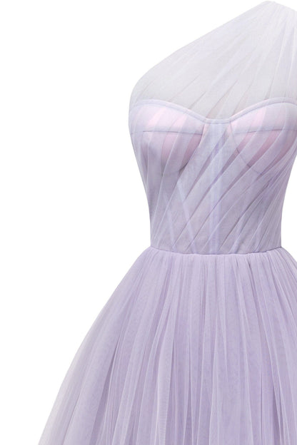 LAVENDER ONE SHOULDER COCKTAIL TULLE DRESS