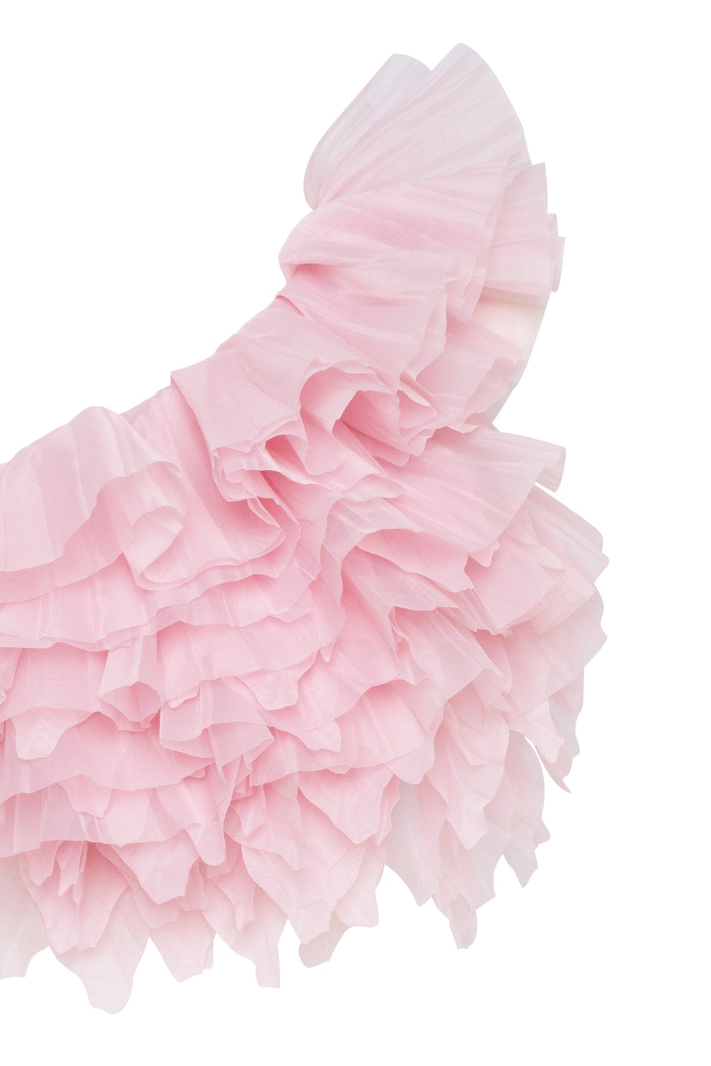 FLIRTY RUFFLED ONE SHOULDER ORGANZA PINK TOP