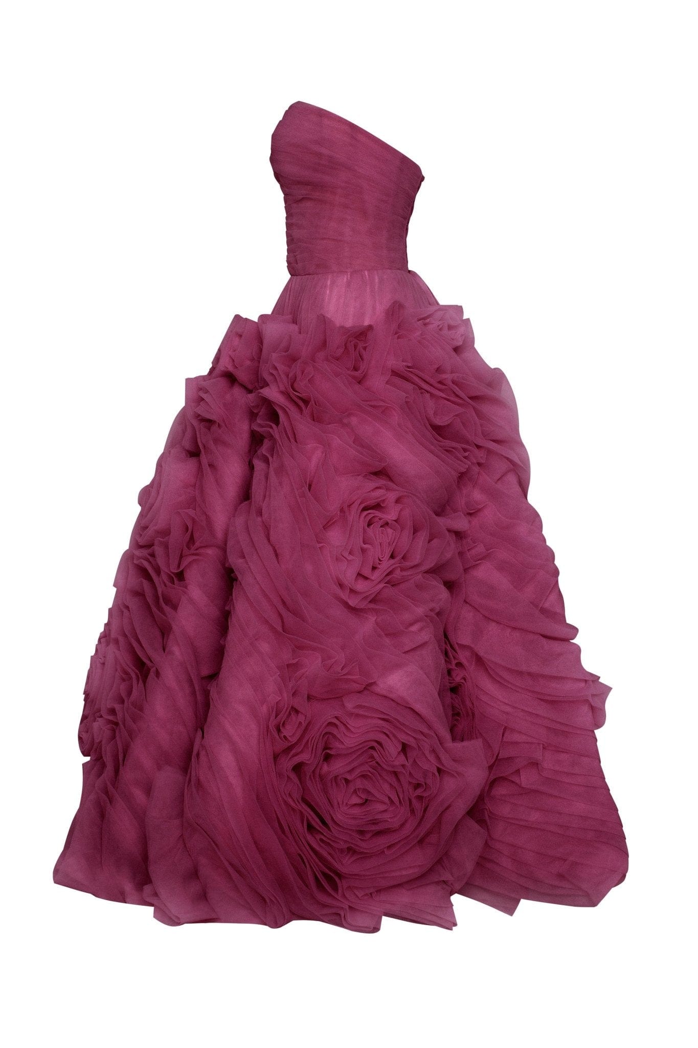 DRAMATICALLY WINE FLOWERED TULLE DRESS