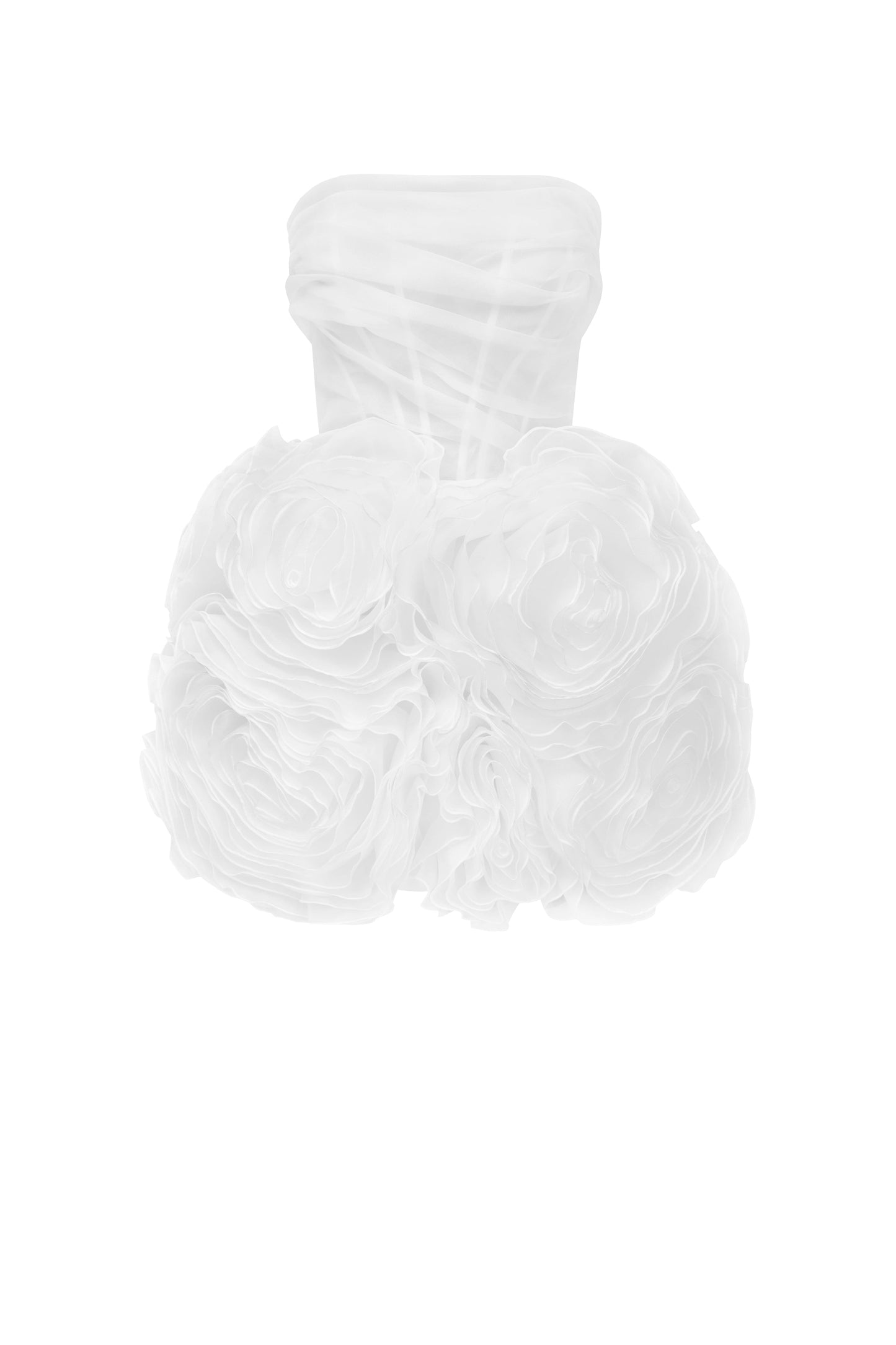 APPLIQUED ORGANZA WHITE MINI DRESS