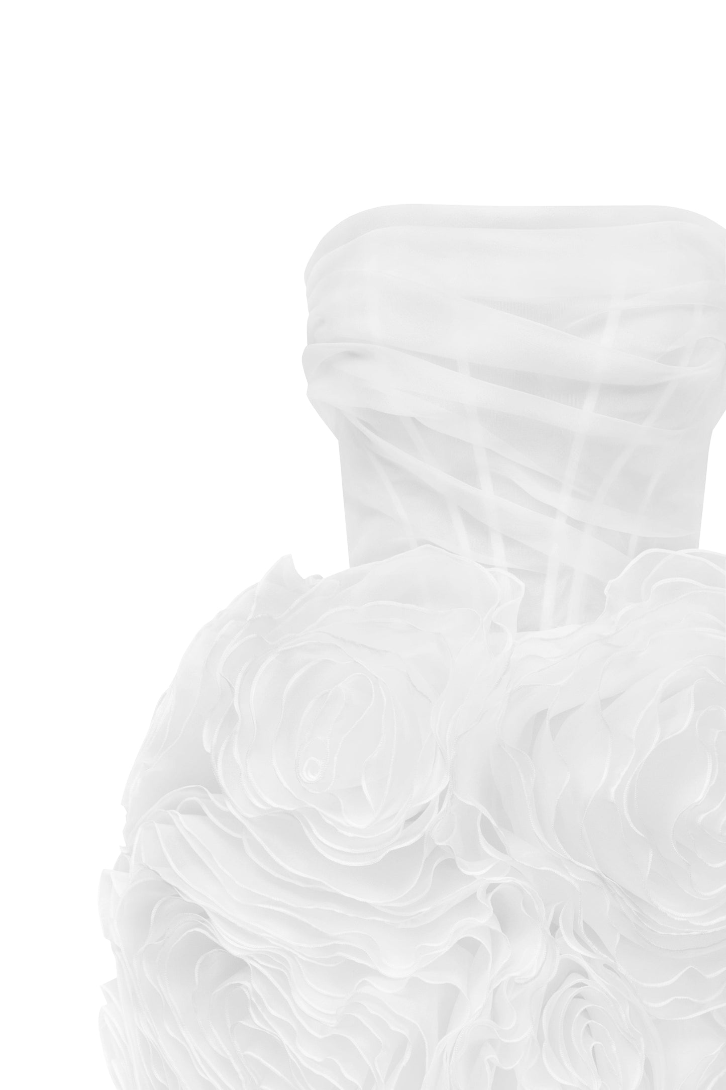 APPLIQUED ORGANZA WHITE MINI DRESS