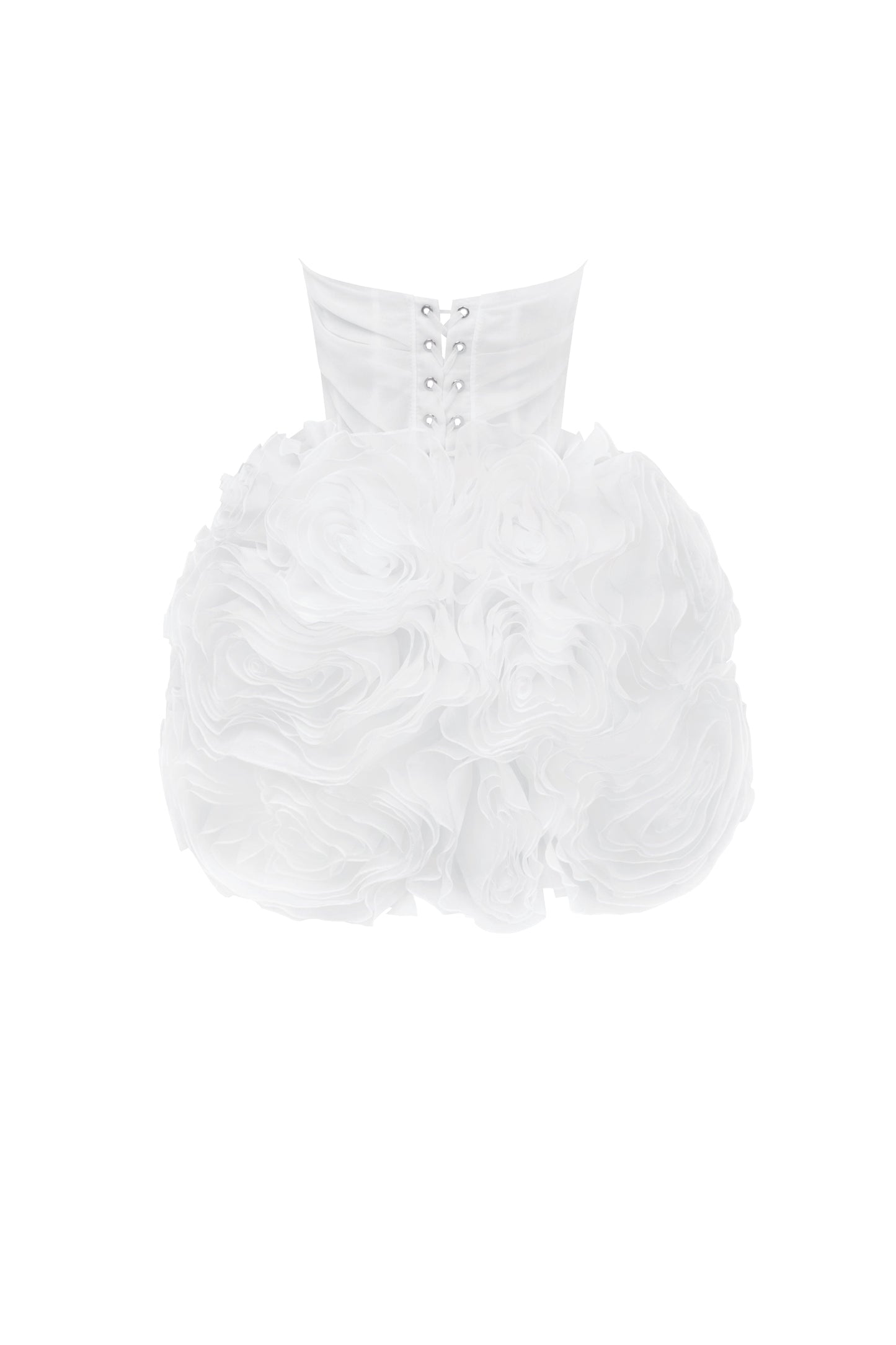 APPLIQUED ORGANZA WHITE MINI DRESS