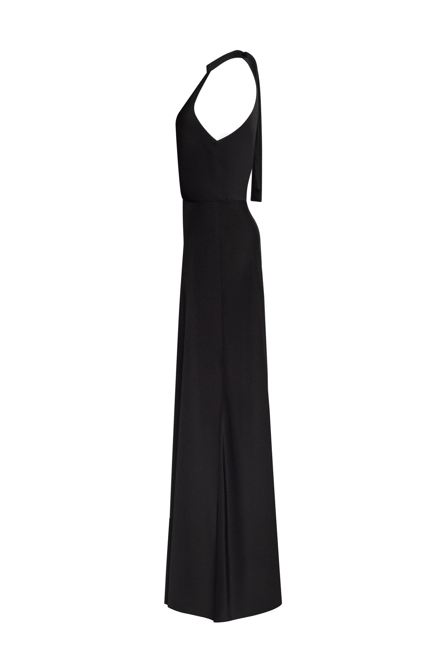 CLASSICAL BLCK HALTERNECK SATIN MAXI DRESS