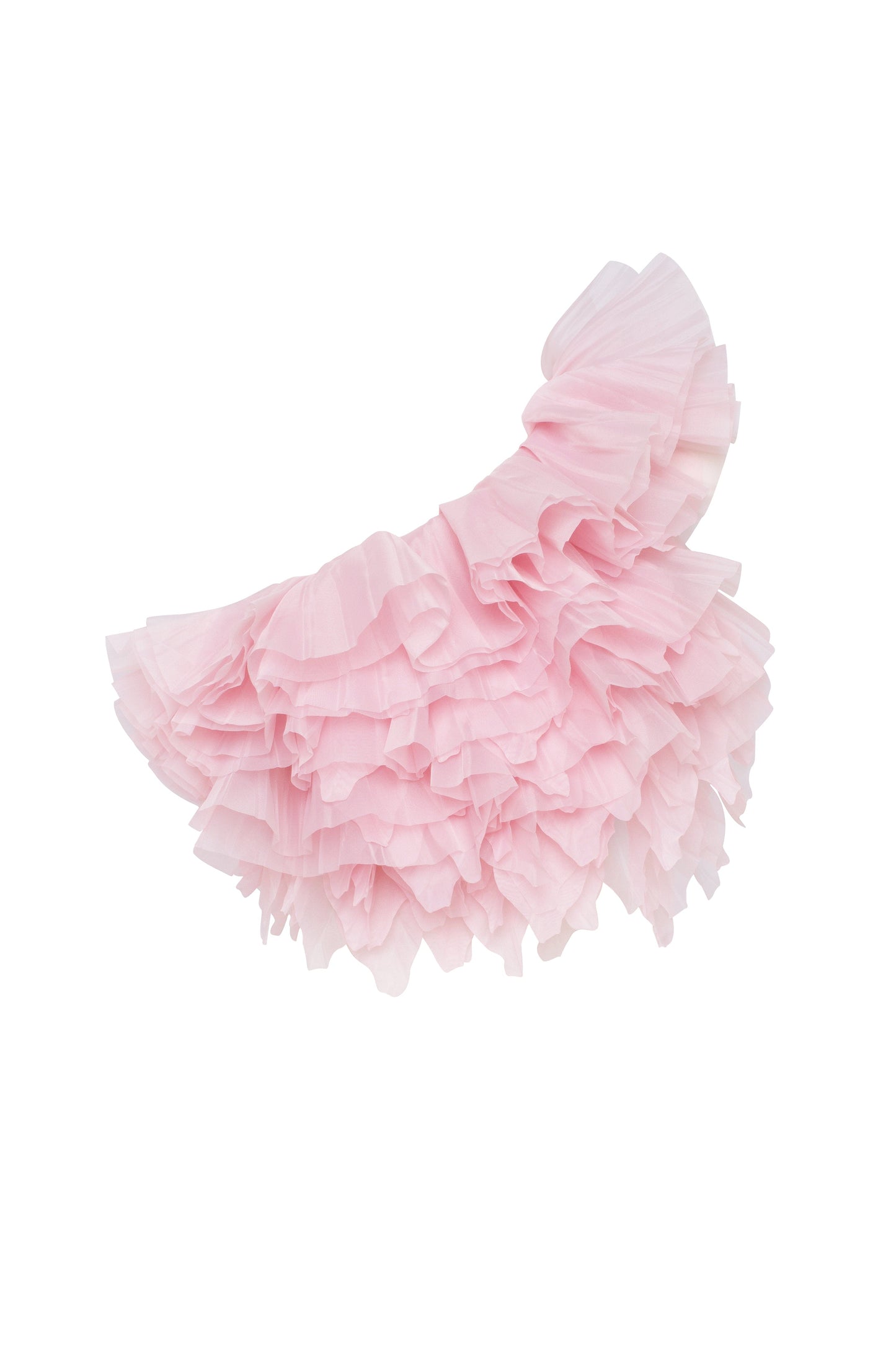 FLIRTY RUFFLED ONE SHOULDER ORGANZA PINK TOP