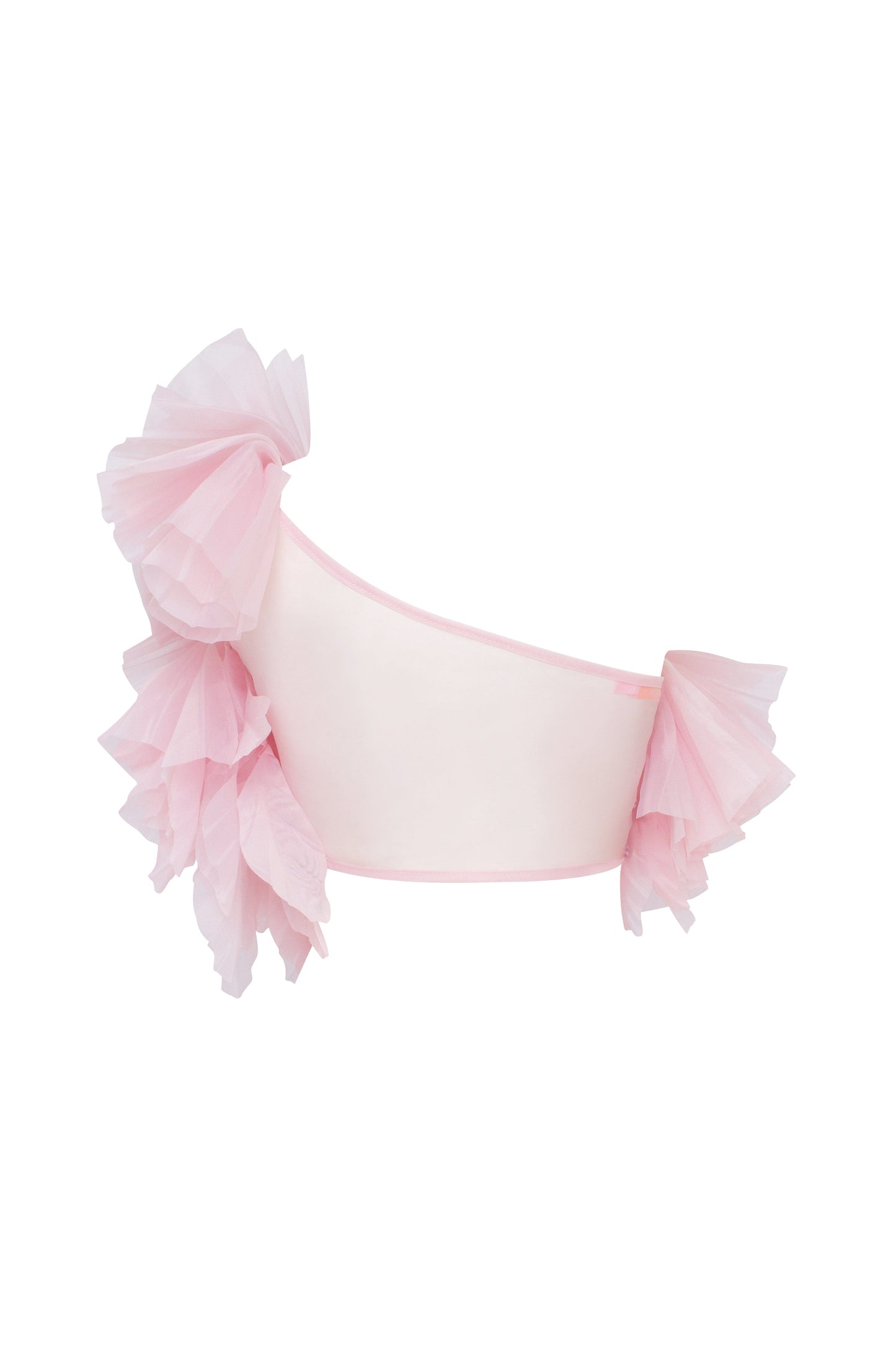 FLIRTY RUFFLED ONE SHOULDER ORGANZA PINK TOP