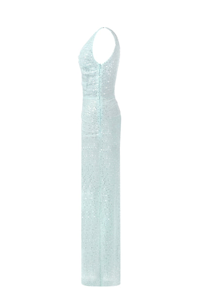 MINT GREEN STRIKING SEQUINED MAXI DRESS