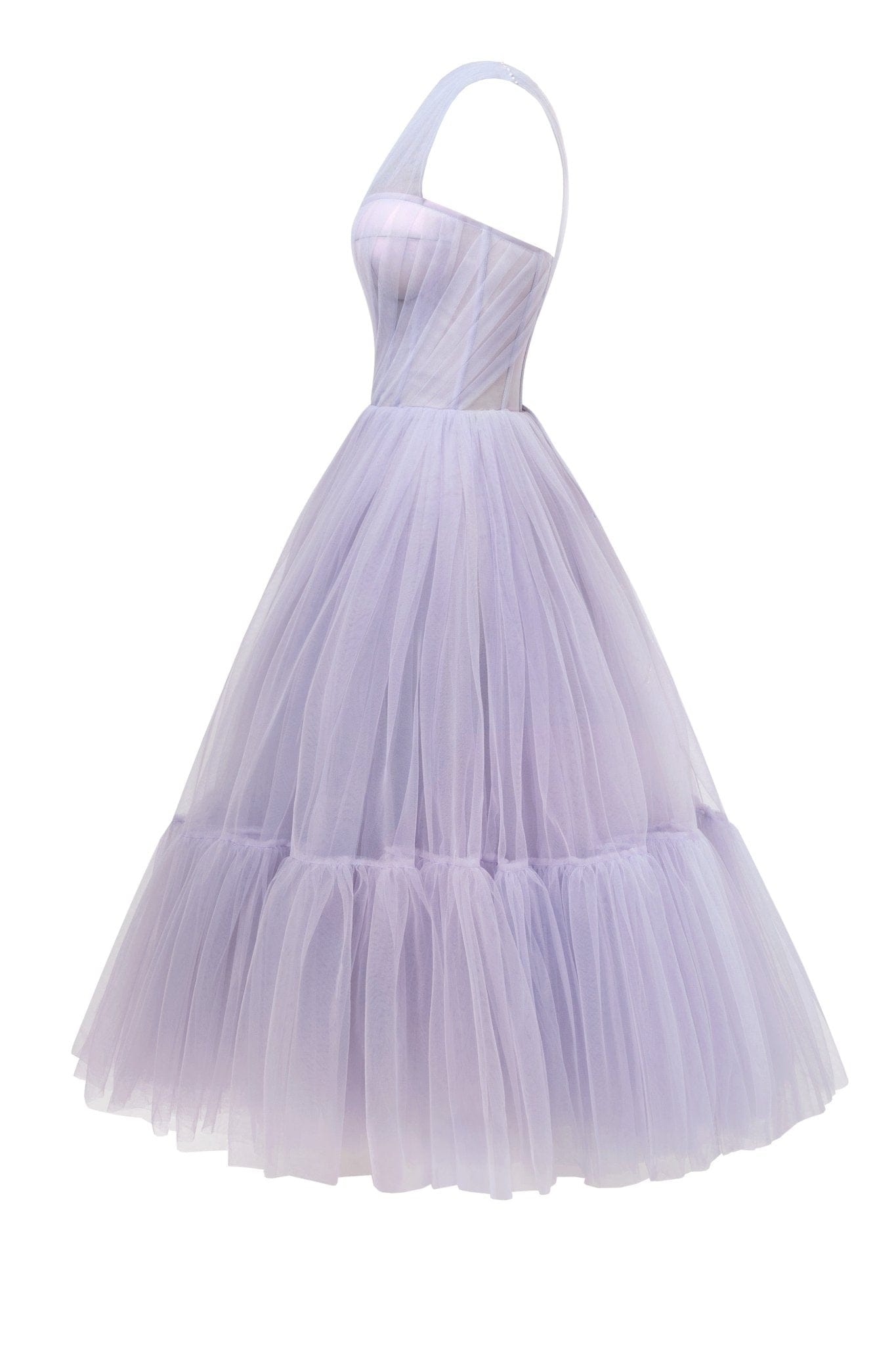 LAVENDER ONE SHOULDER COCKTAIL TULLE DRESS