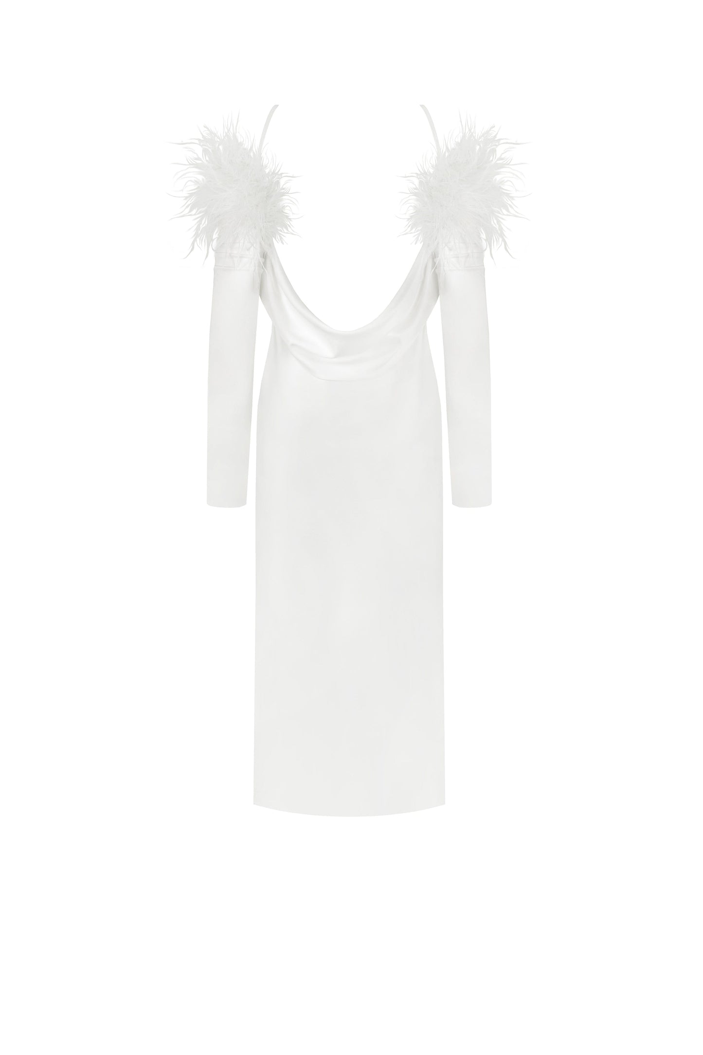 VOGUISH FEATHER MIDI DRESS