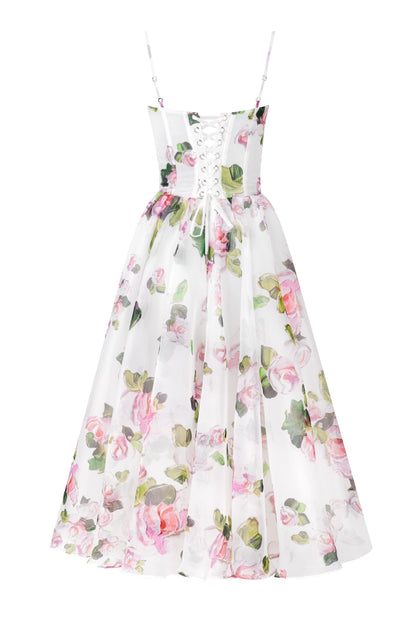 APPLE BLOSSOM SPAGHETTI STRAP MIDI DRESS