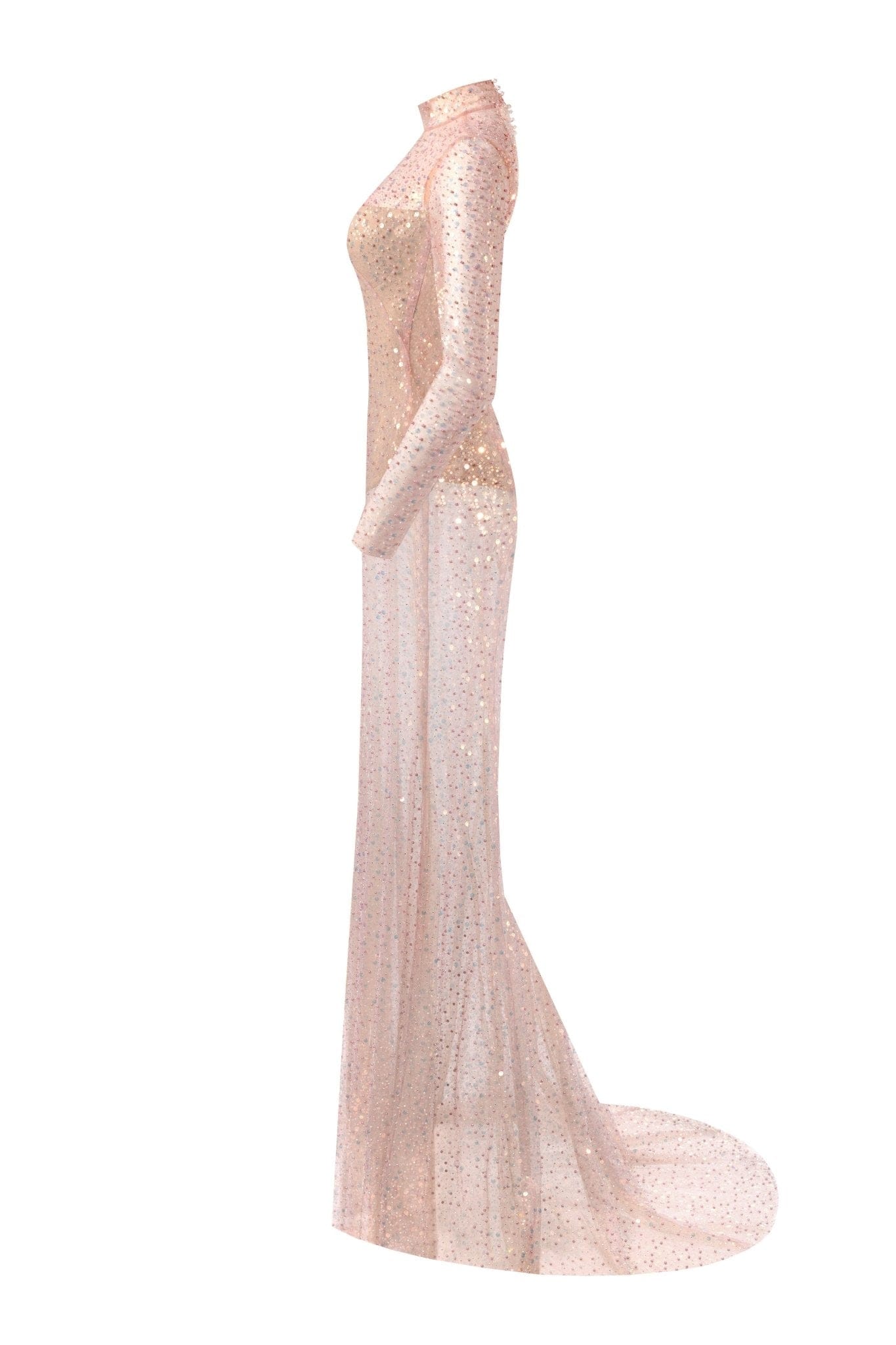 RADIANT ROSE GOLD LONG SLEEVED MAXI DRESS