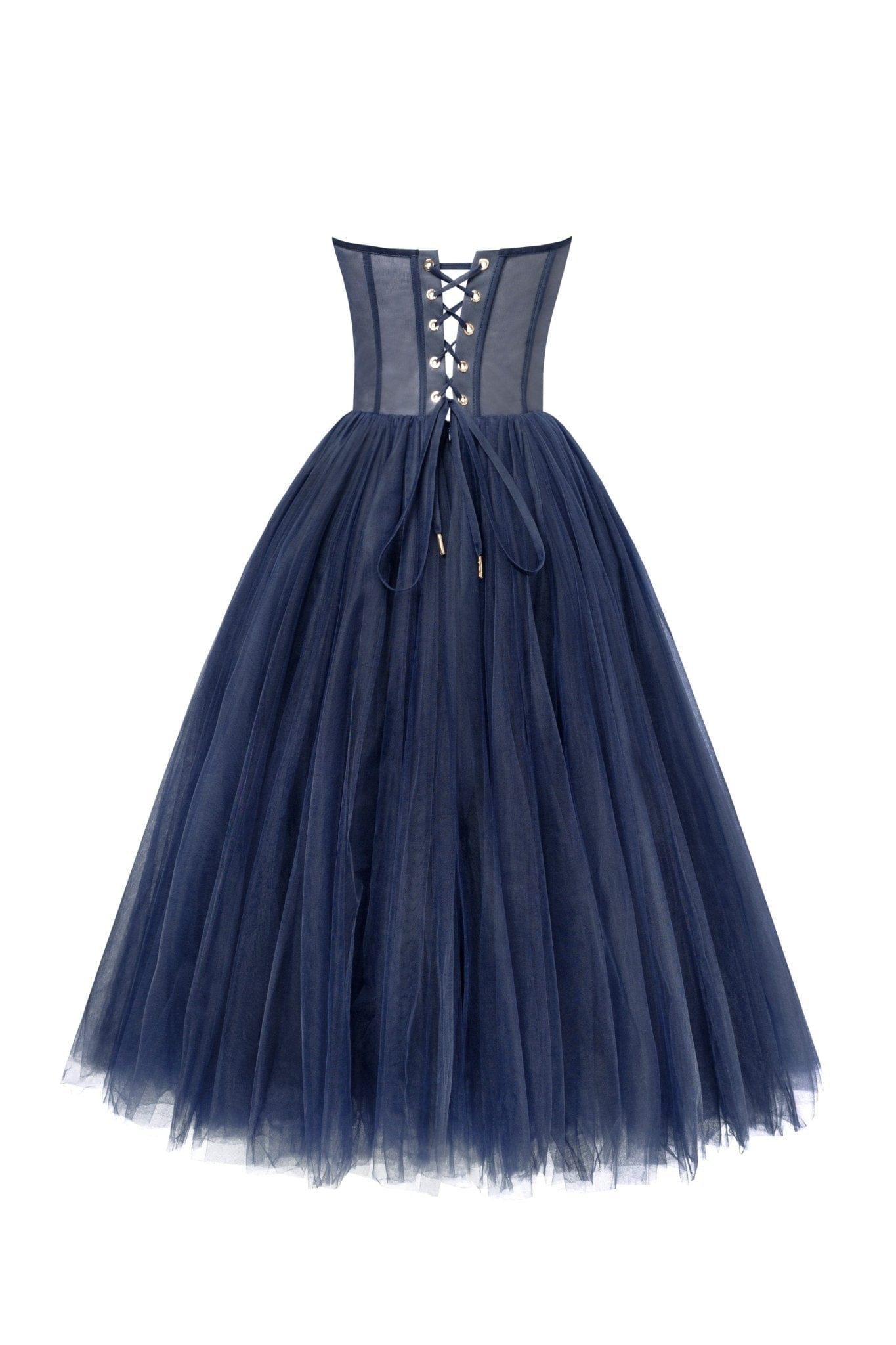 puffy tulle dress NAVY STRAPLESS PUFFY MIDI TULLE DRESS – Amalthrea