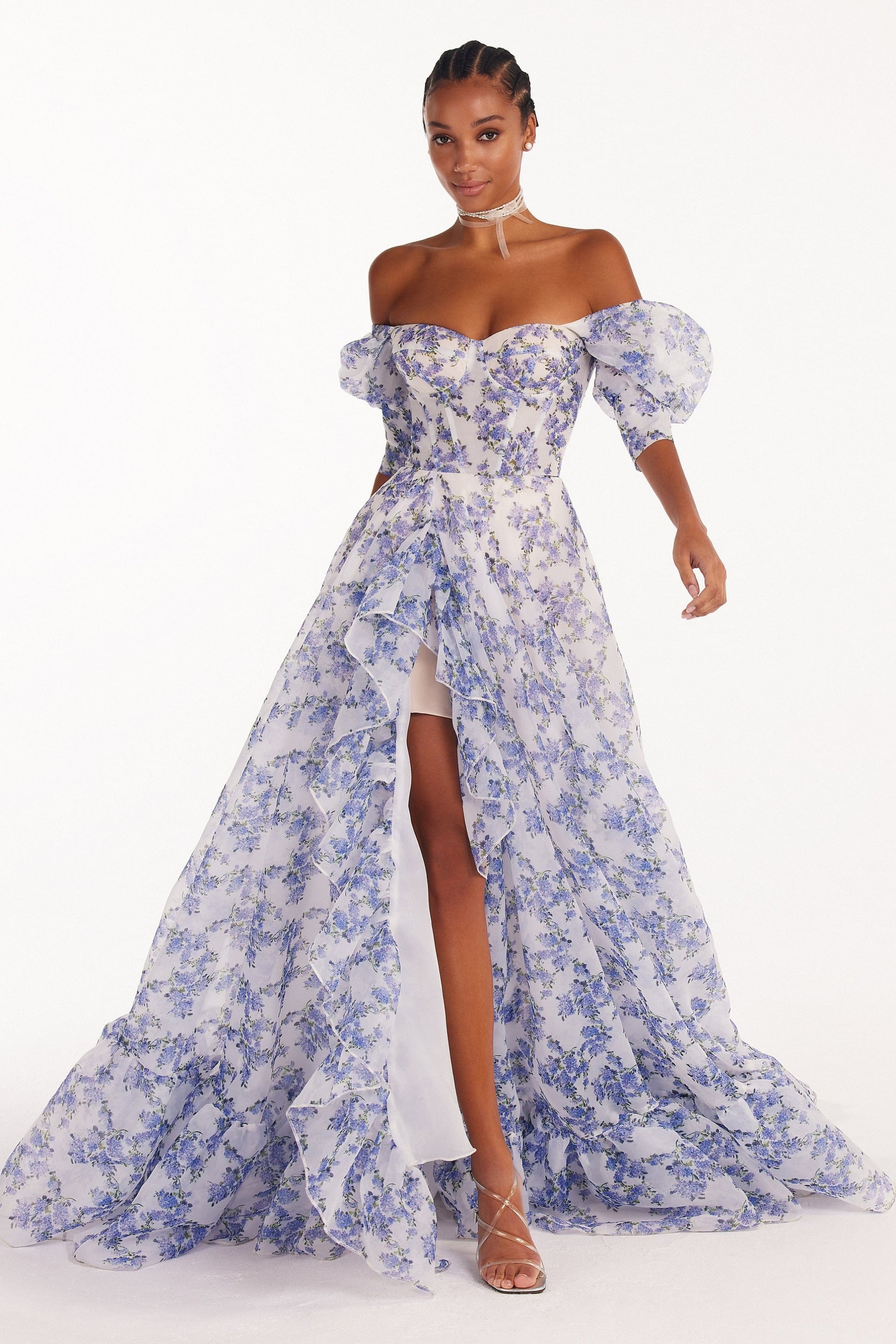 hydrangea dress ASHA by Ashley McCormick Palmer XS For work or for play Blue & White Hydrangea Floral
