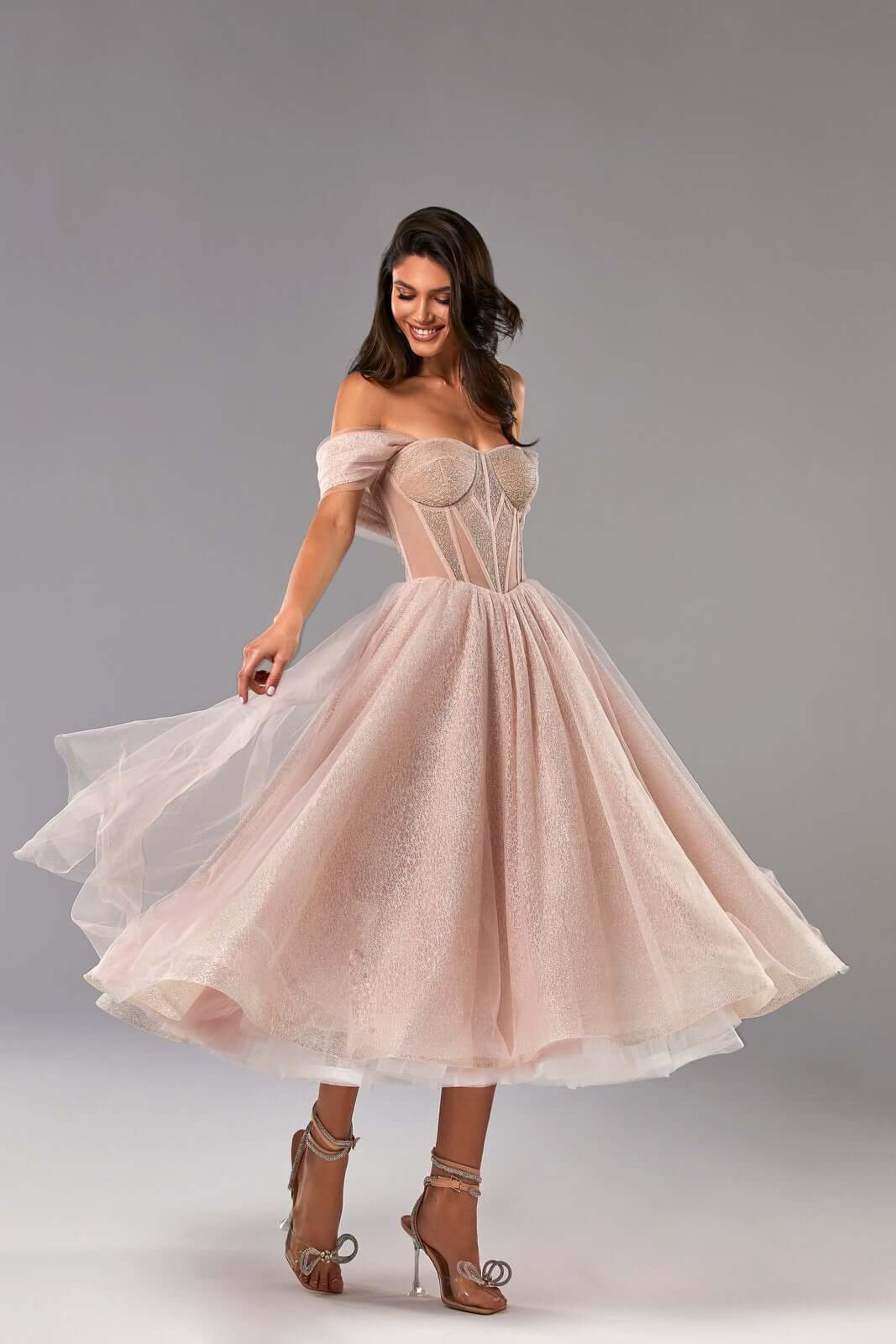 MISTY ROSE SPARKLY COCKTAIL TULLE DRESS Amalthrea MISTY ROSE SPARKLY COCKTAIL TULLE DRESS Amalthrea