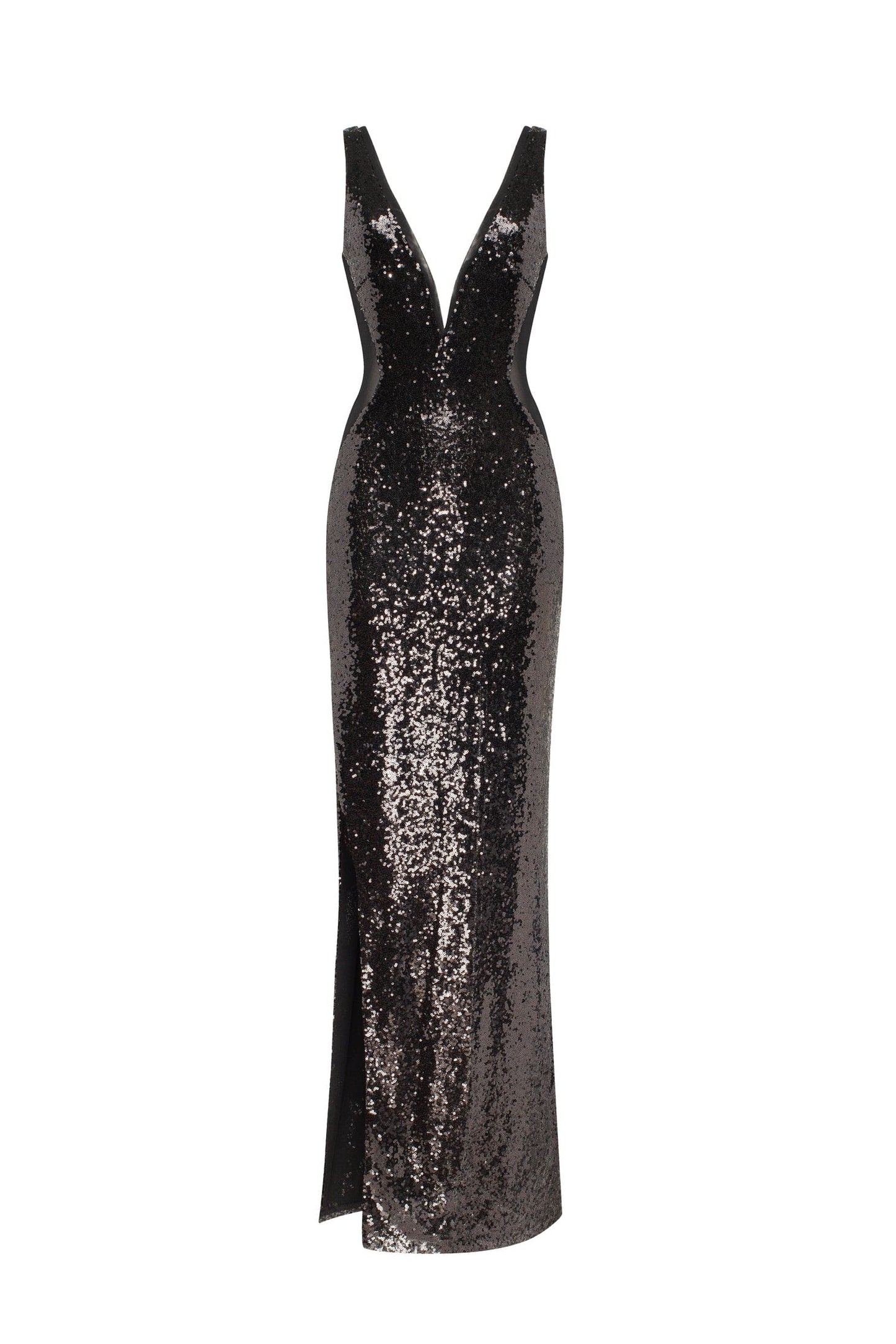 DAZZLING FULLY BLACK SEQUINED MAXI DRESS