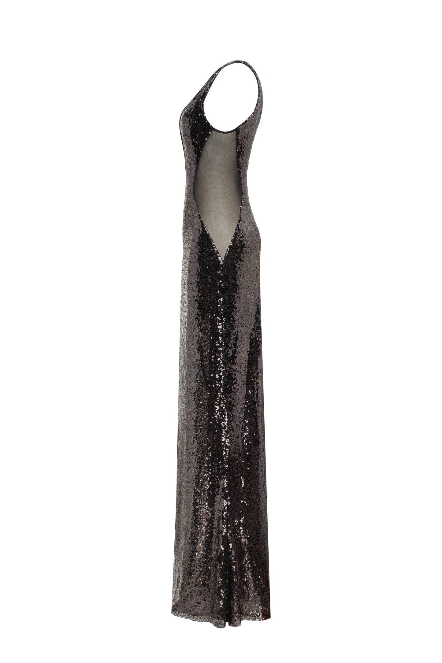 DAZZLING FULLY BLACK SEQUINED MAXI DRESS