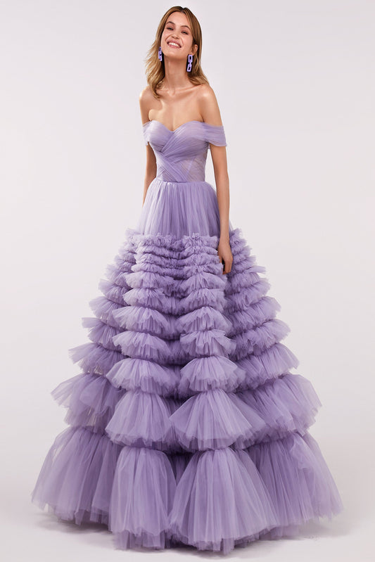 WISTERIA PUFFY PROM MAXI DRESS