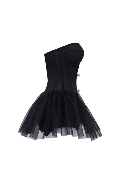 TUTU BLACK MINI DRESS WITH PINK BOWS