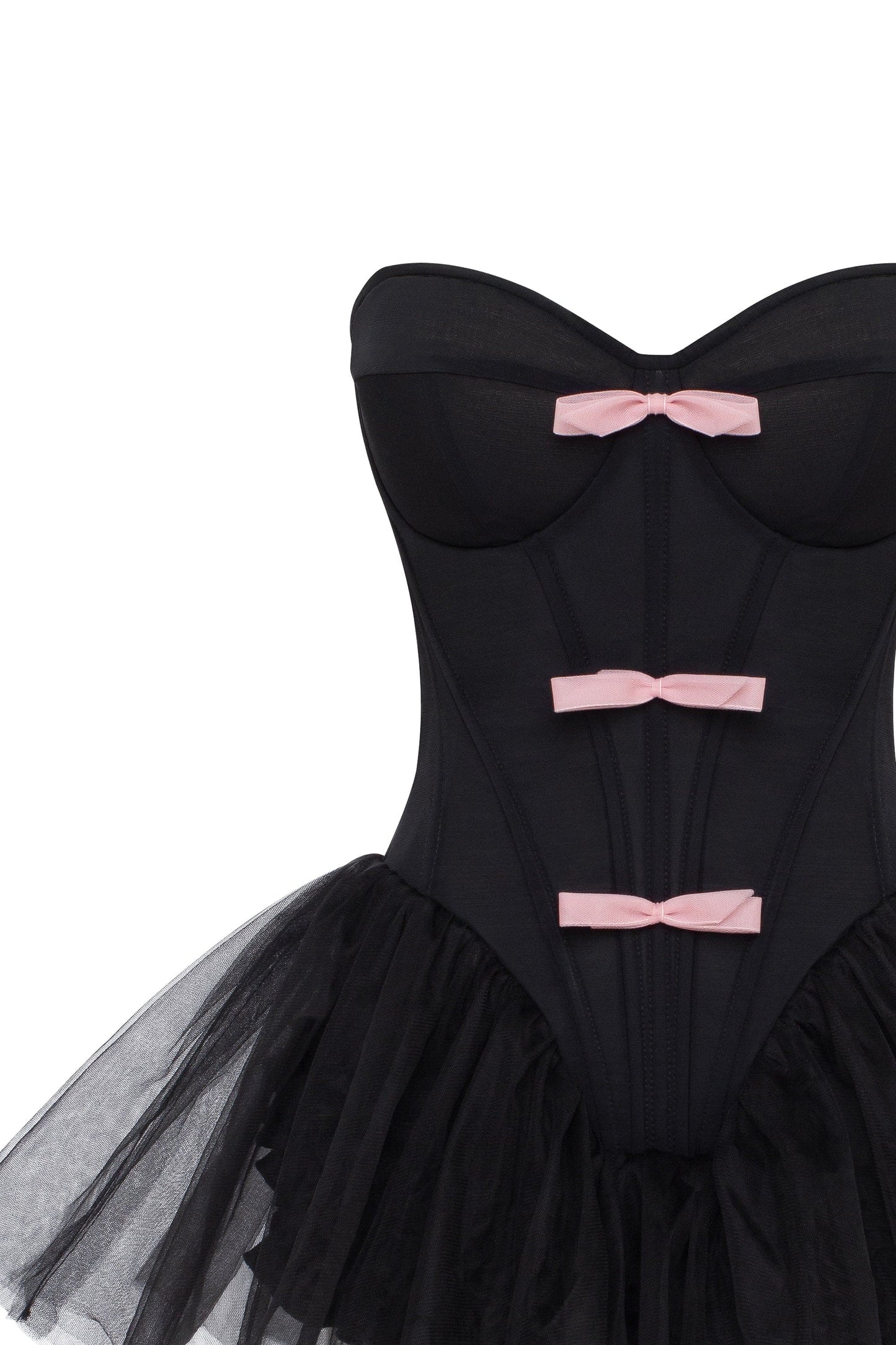 TUTU BLACK MINI DRESS WITH PINK BOWS