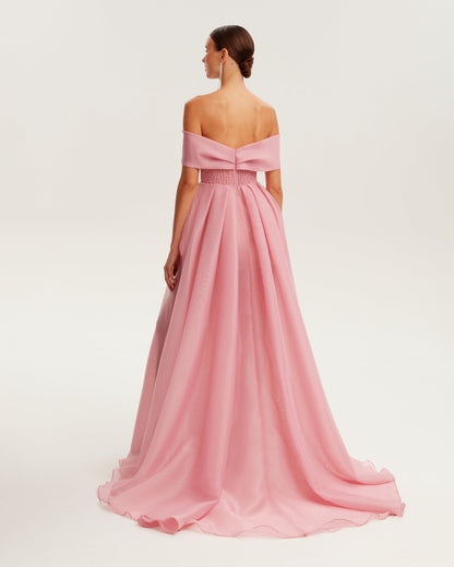 EDEN GARDEN MISTY ROSE OFF SHOULDER MAXI DRESS