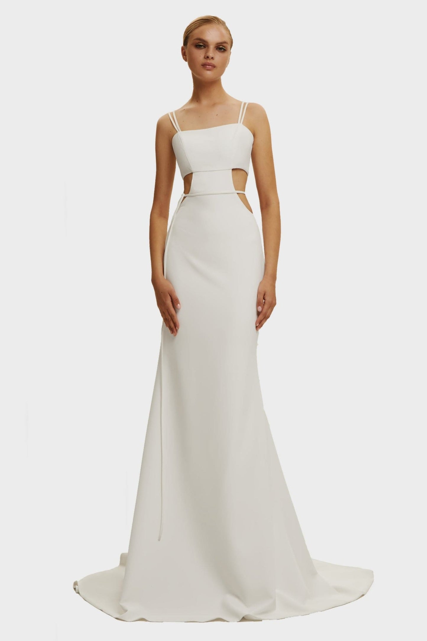 PURE WHITE SIDE CUT MAXI DRESS