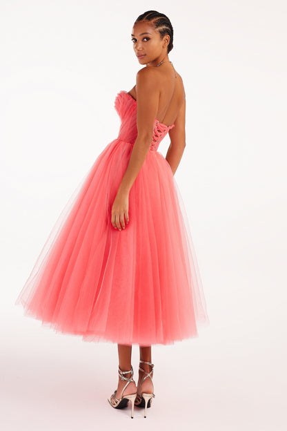 CORAL MIDI TULLE DRESS