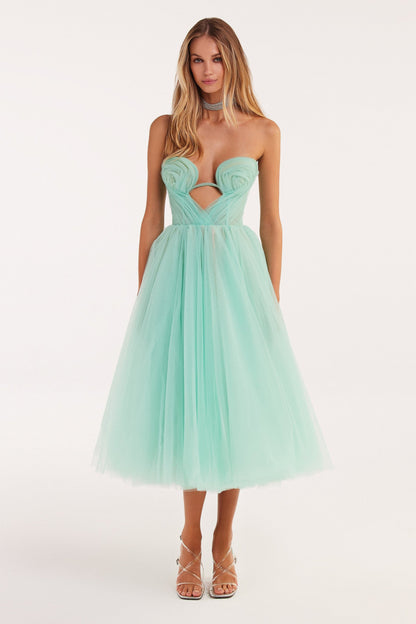 MINT GREEN TENDER MIDI TULLE DRESS