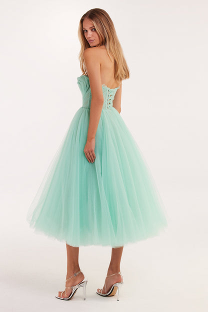 MINT GREEN TENDER MIDI TULLE DRESS