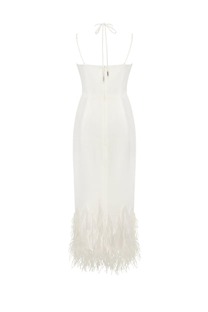 WHITE FEATHERS COCKTAIL DRESS & BLOUSE