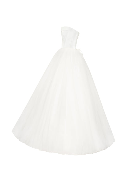 ELIZABETH IN WHITE TULLE MAXI DRESS