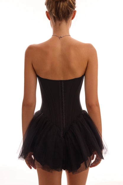 TUTU BLACK MINI DRESS WITH PINK BOWS