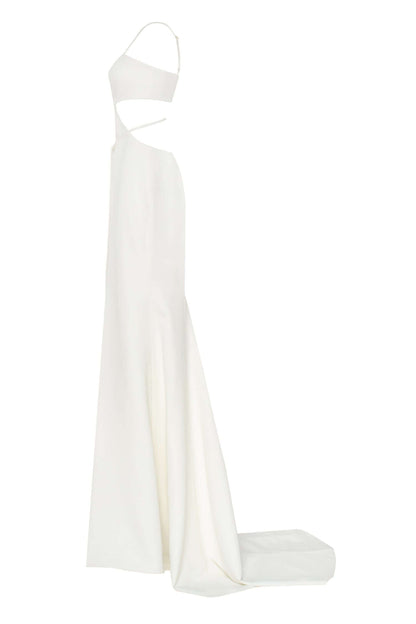 PURE WHITE SIDE CUT MAXI DRESS