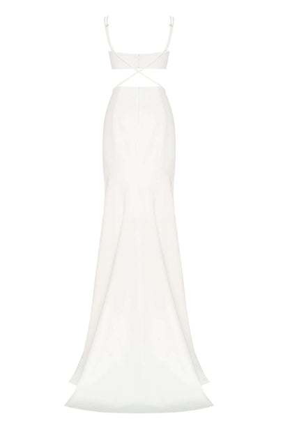 PURE WHITE SIDE CUT MAXI DRESS