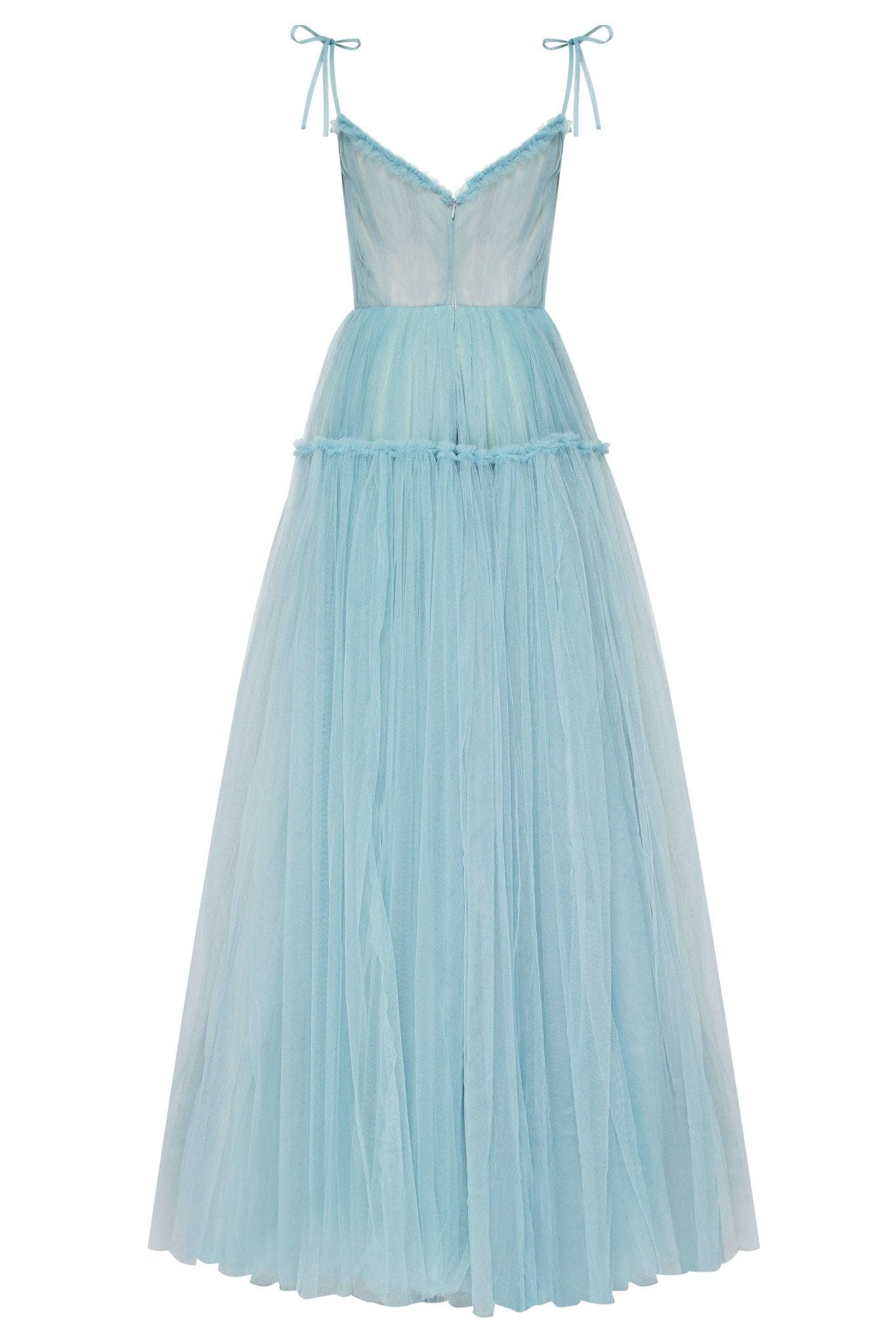 OCEAN TIE STRAPS TULLE PROM DRESS