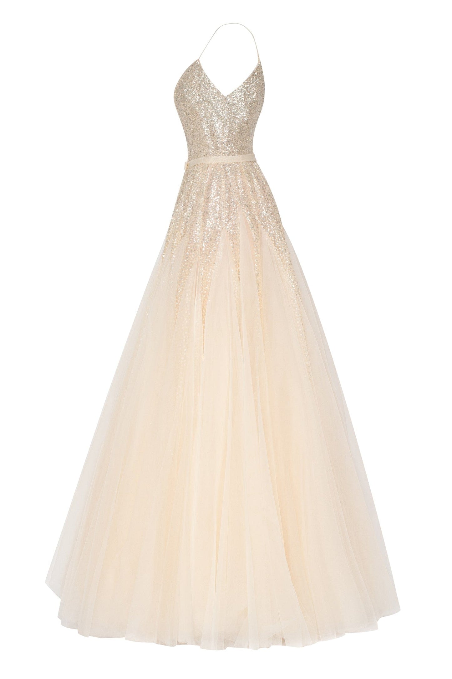 LILY FITTED MAXI TULLE DRESS